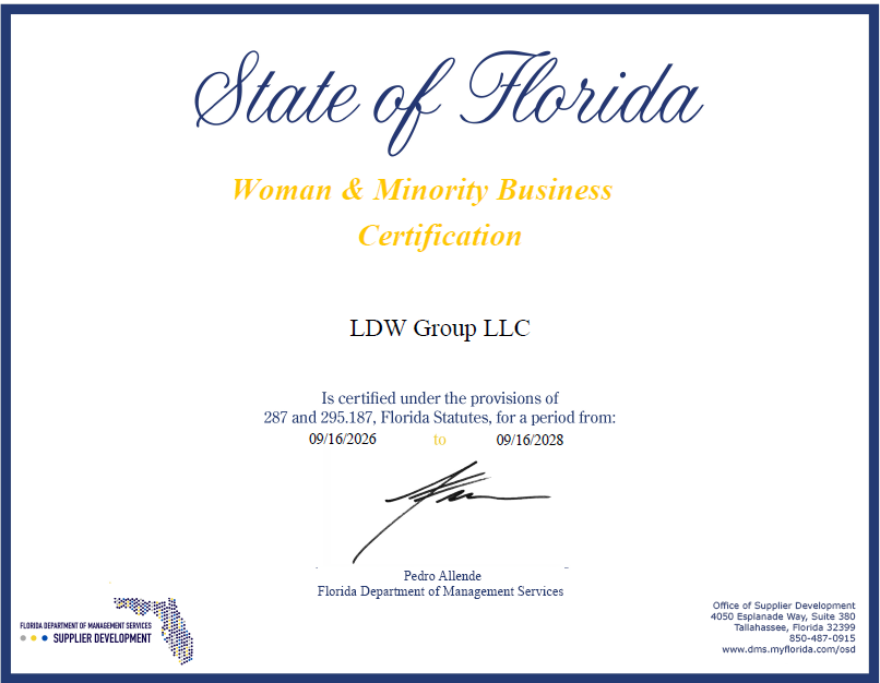 State of FL Woman and Min Business 9-16-26 to 9-16-28